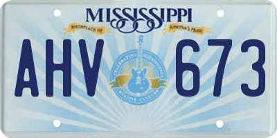 MS license plate AHV673