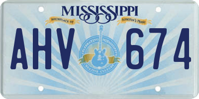 MS license plate AHV674