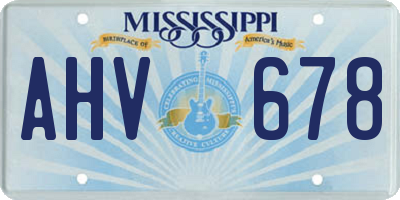 MS license plate AHV678