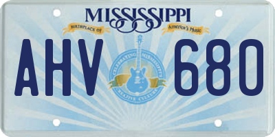 MS license plate AHV680