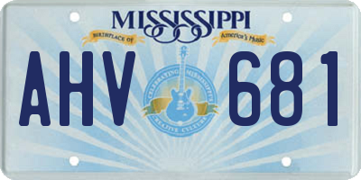 MS license plate AHV681