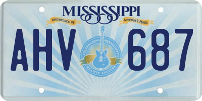 MS license plate AHV687