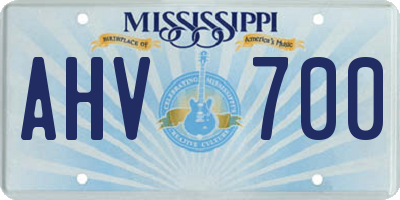 MS license plate AHV700