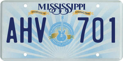 MS license plate AHV701