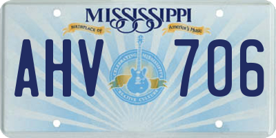 MS license plate AHV706