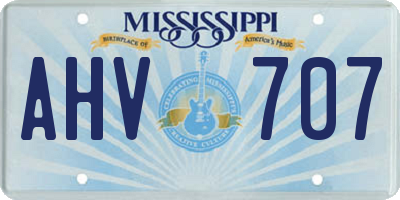 MS license plate AHV707