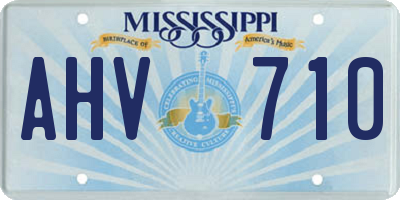 MS license plate AHV710