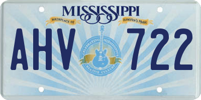 MS license plate AHV722