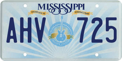 MS license plate AHV725