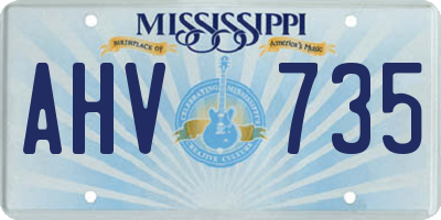MS license plate AHV735