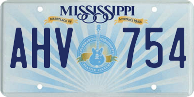 MS license plate AHV754