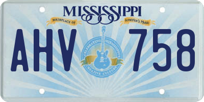 MS license plate AHV758