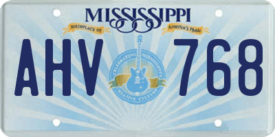 MS license plate AHV768