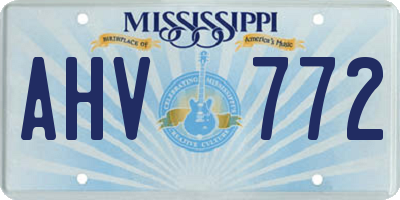 MS license plate AHV772