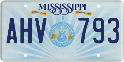 MS license plate AHV793