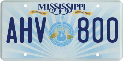 MS license plate AHV800