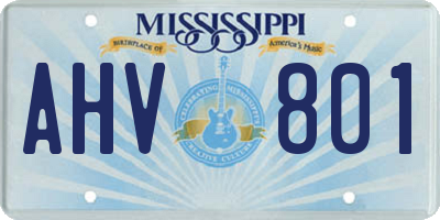 MS license plate AHV801
