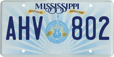 MS license plate AHV802