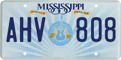 MS license plate AHV808