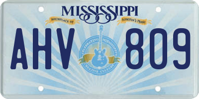 MS license plate AHV809