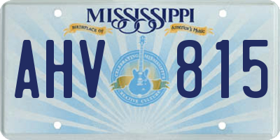 MS license plate AHV815