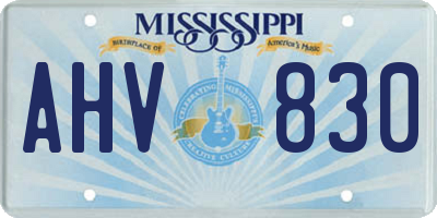 MS license plate AHV830