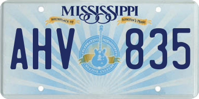 MS license plate AHV835