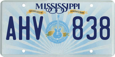 MS license plate AHV838