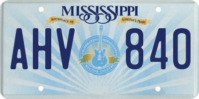 MS license plate AHV840