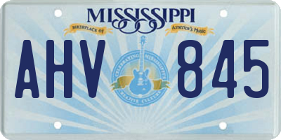 MS license plate AHV845