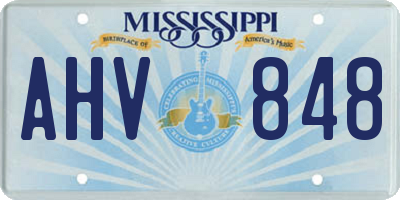 MS license plate AHV848