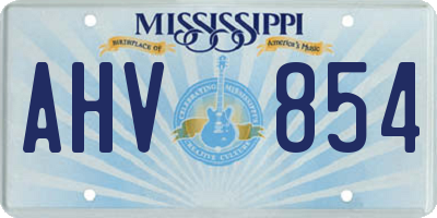 MS license plate AHV854