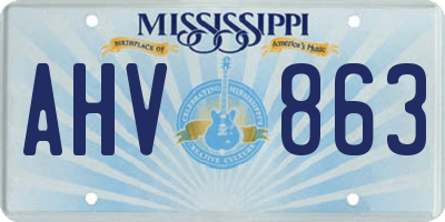 MS license plate AHV863