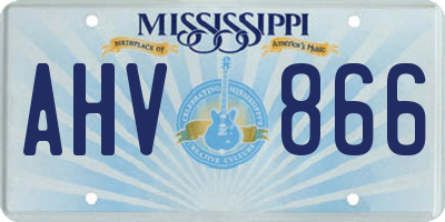 MS license plate AHV866