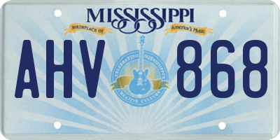 MS license plate AHV868