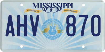 MS license plate AHV870