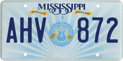 MS license plate AHV872