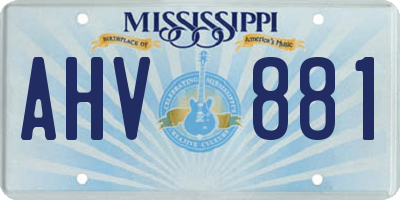MS license plate AHV881
