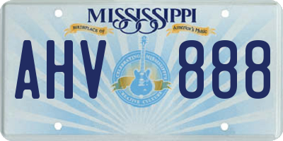 MS license plate AHV888