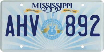 MS license plate AHV892