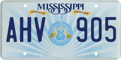 MS license plate AHV905