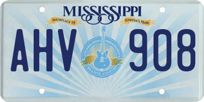MS license plate AHV908