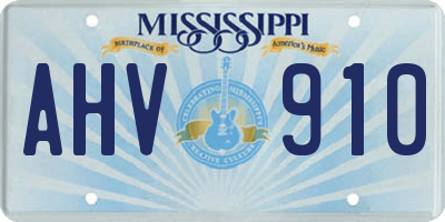 MS license plate AHV910