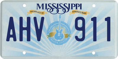 MS license plate AHV911