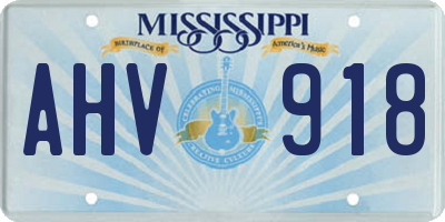 MS license plate AHV918