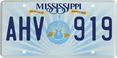 MS license plate AHV919