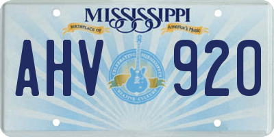MS license plate AHV920