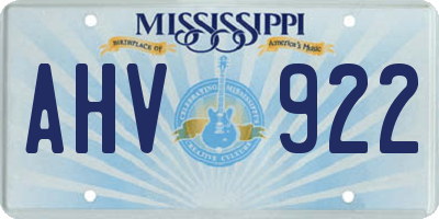 MS license plate AHV922