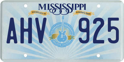 MS license plate AHV925