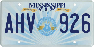 MS license plate AHV926
